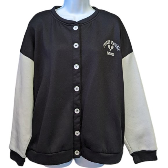 Shein Bomber Varsity Jacket Button Close Spring Fall Coat Women's Size Large - Picture 1 of 6